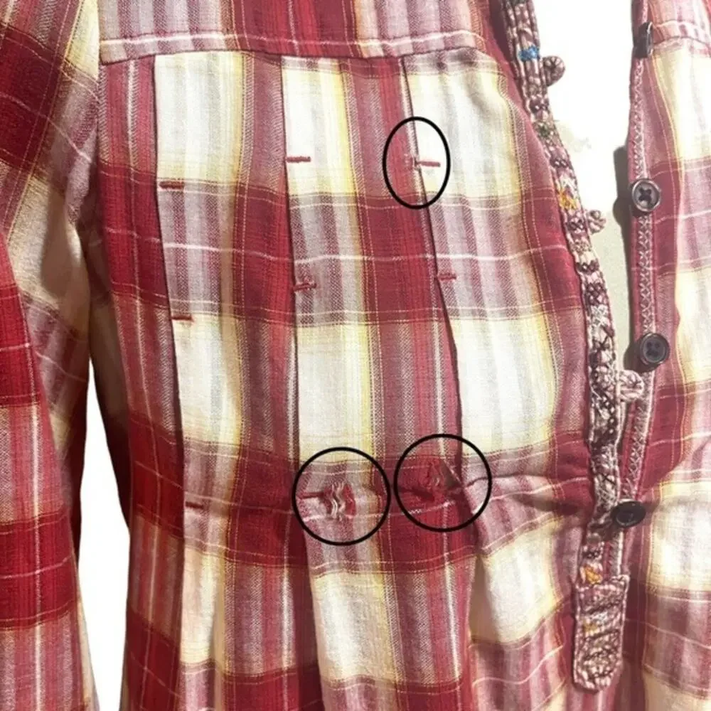 Free People Plaid Matador Tunic Top with Pockets 0
